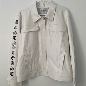 Guess White Leather Jacket